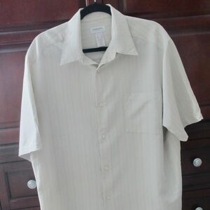 CONCEPTS BY CLAIRBORNE Men's White Striped Short Sleeve Shirt Size XL